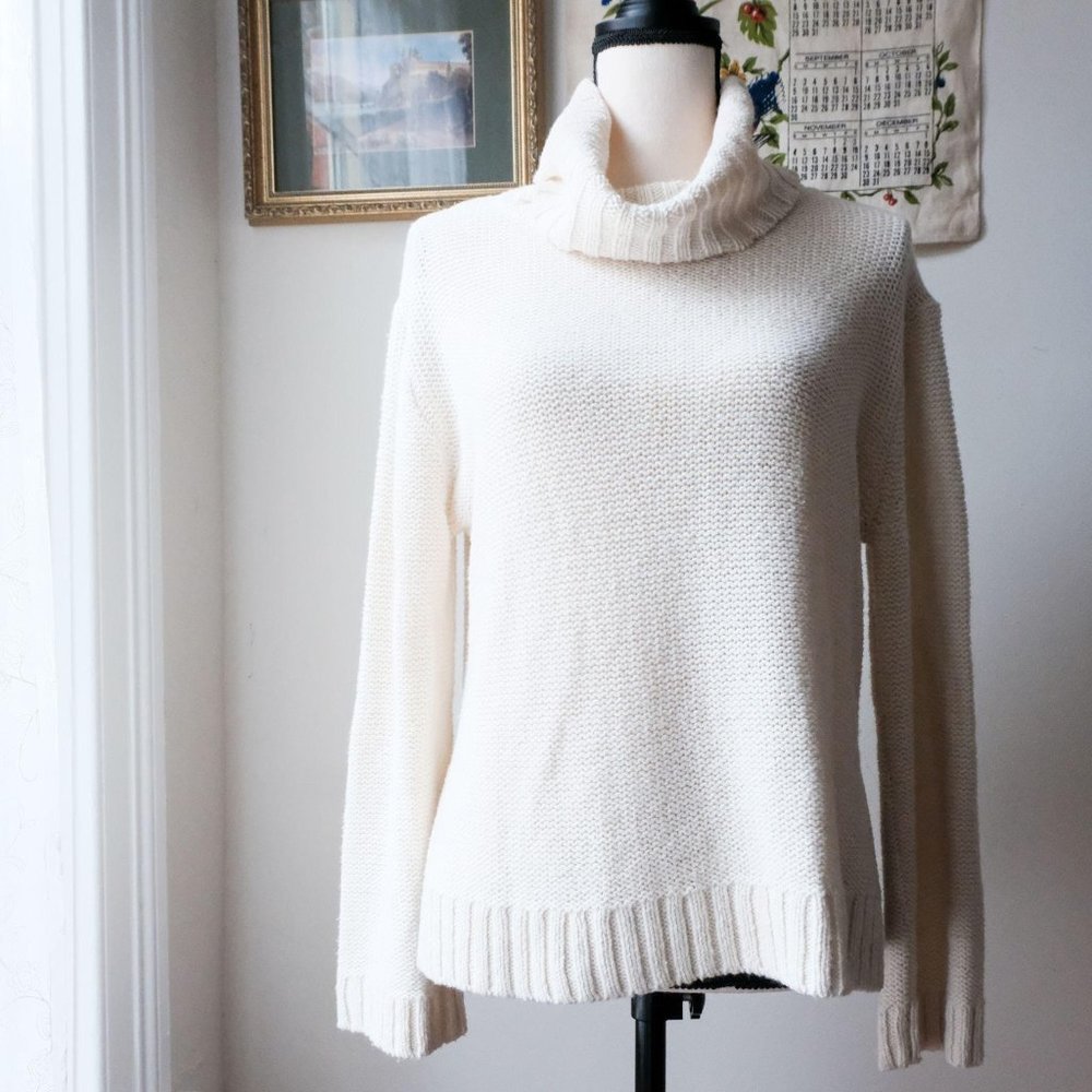 Fall cotton knit turtleneck cowl sweater Madewell